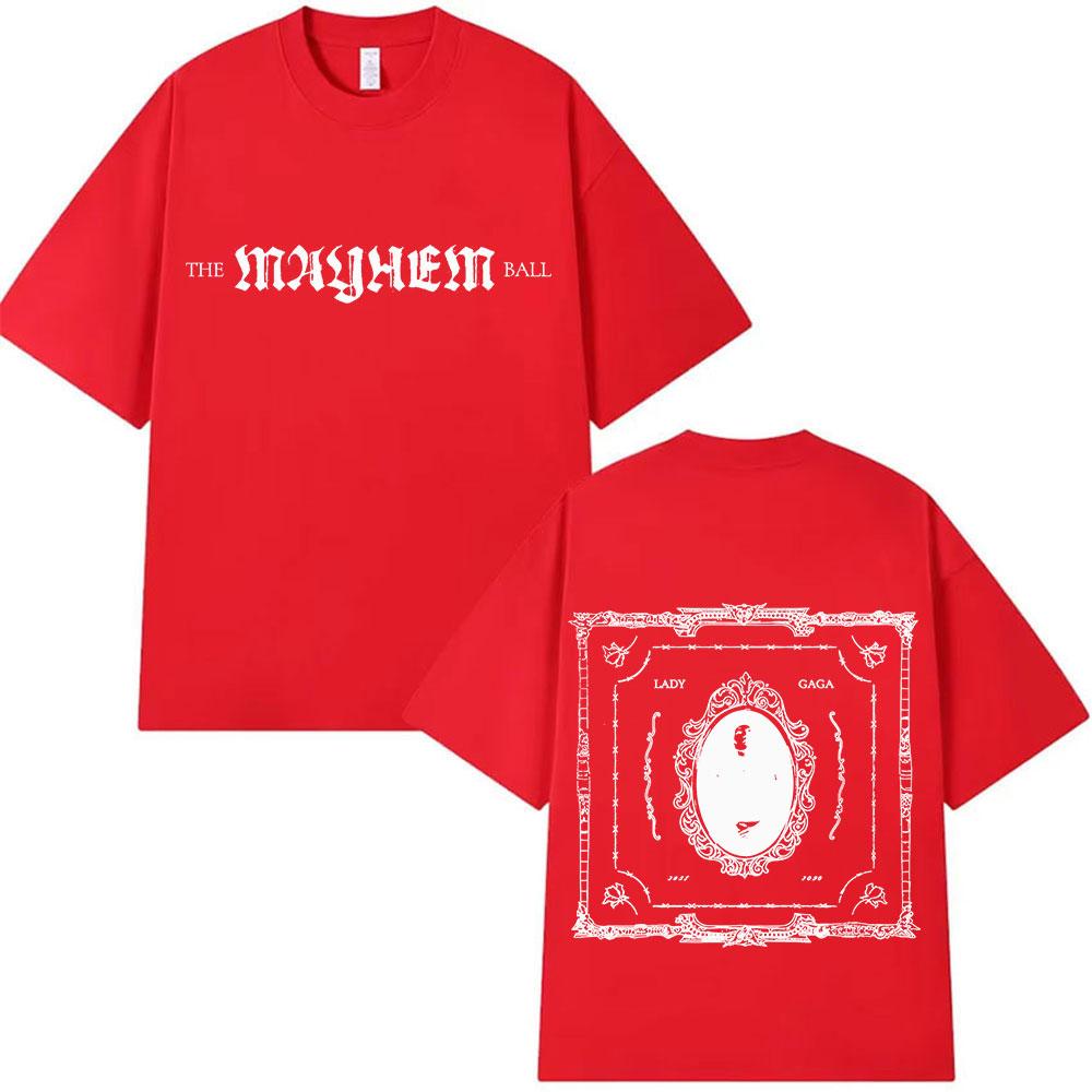 Lady Gaga The Mayhem Ball Tour 20252026 Album Tshirt Unisex Women Hip Hop Pop Music Tshirt Fashion Harajuku Y2K Short Sleeve Top