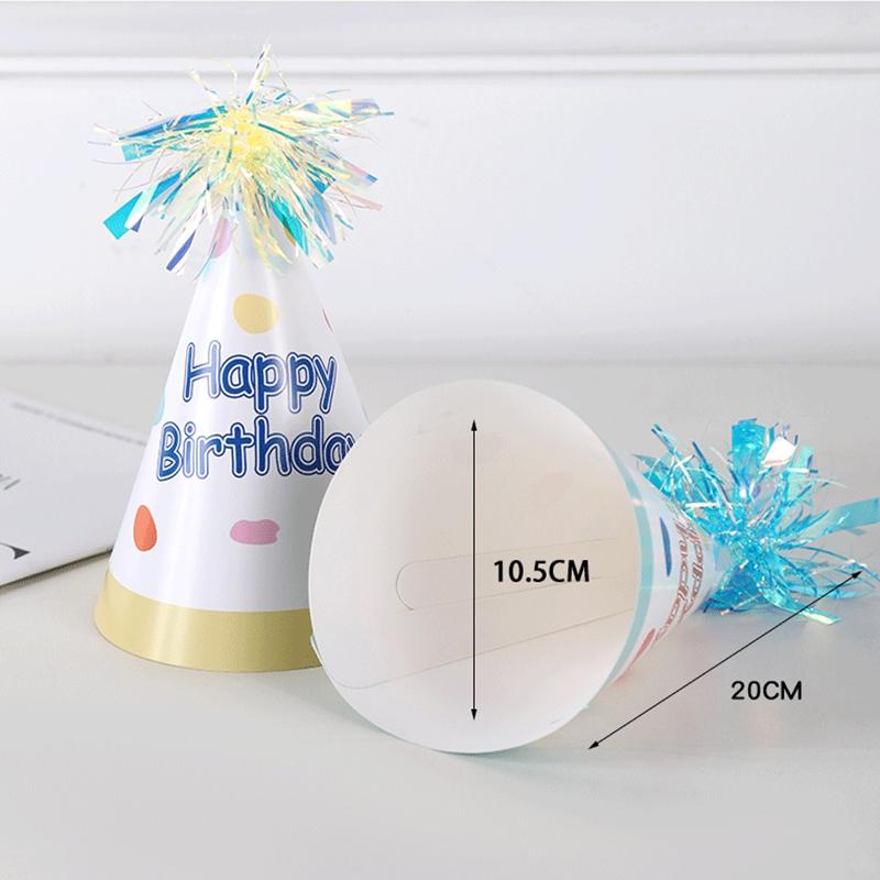 6pcs Happy Birthday Paper Hats Boy Girl Birthday Party Decoration Supplies Kids Gift Favors Photo Props