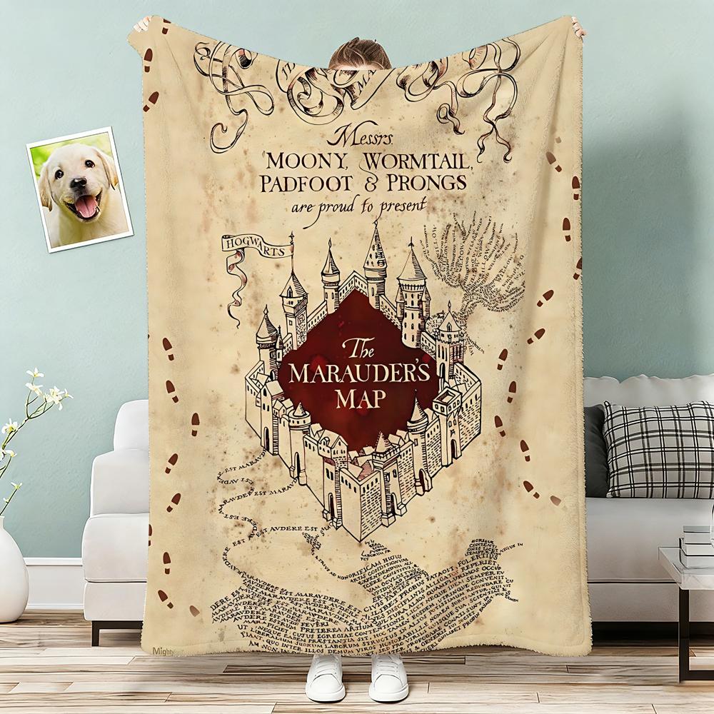 The Marauder's Map Throw Lightweight 240g Flannel Blanket Soft Skin-friendly for Summer Cooling