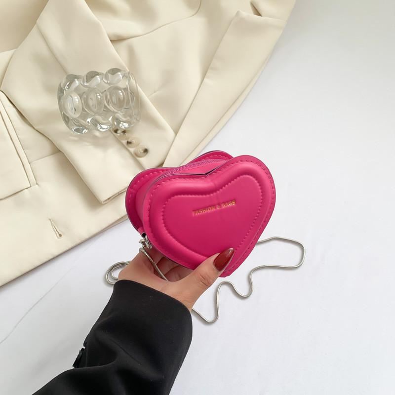 Cute And Stylish Heart-shaped Crossbody Bag For Women With Trendy Pu Material And Chic Ins Look