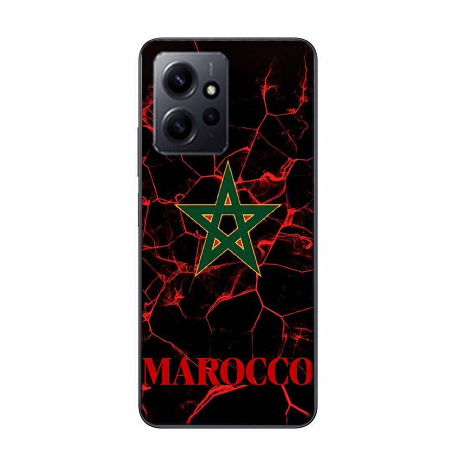 Morocco Flag Soccer Phone Case For Redmi Note 14 15 Pro 5G 13 12 Pro Plus 11 11T 11E 11S 10 Pro 10S 9 9S Cover Cell Clear TPU Ca
