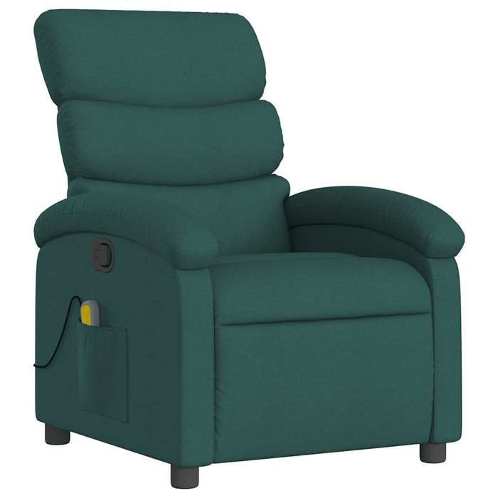 VidaXL Reclining Massage Armchair Dark Green Fabric 371707
