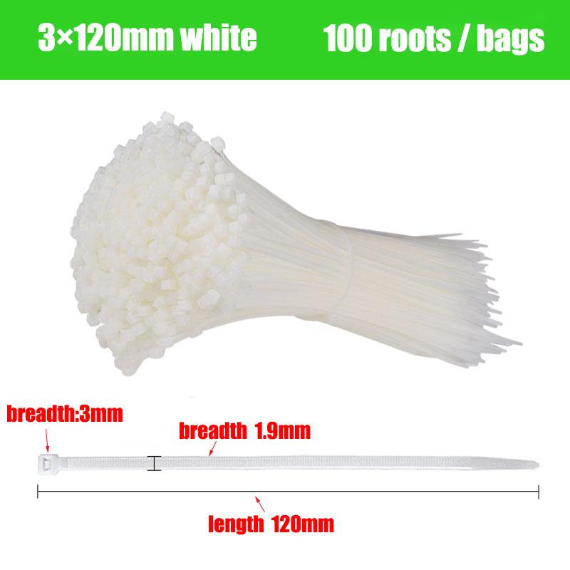 100 шт./пакет стяжек для кабеля Самоблокирующиеся пластиковые нейлоновые стяжки Белый органайзер для крепления кабеля Провода Кабельные стяжки