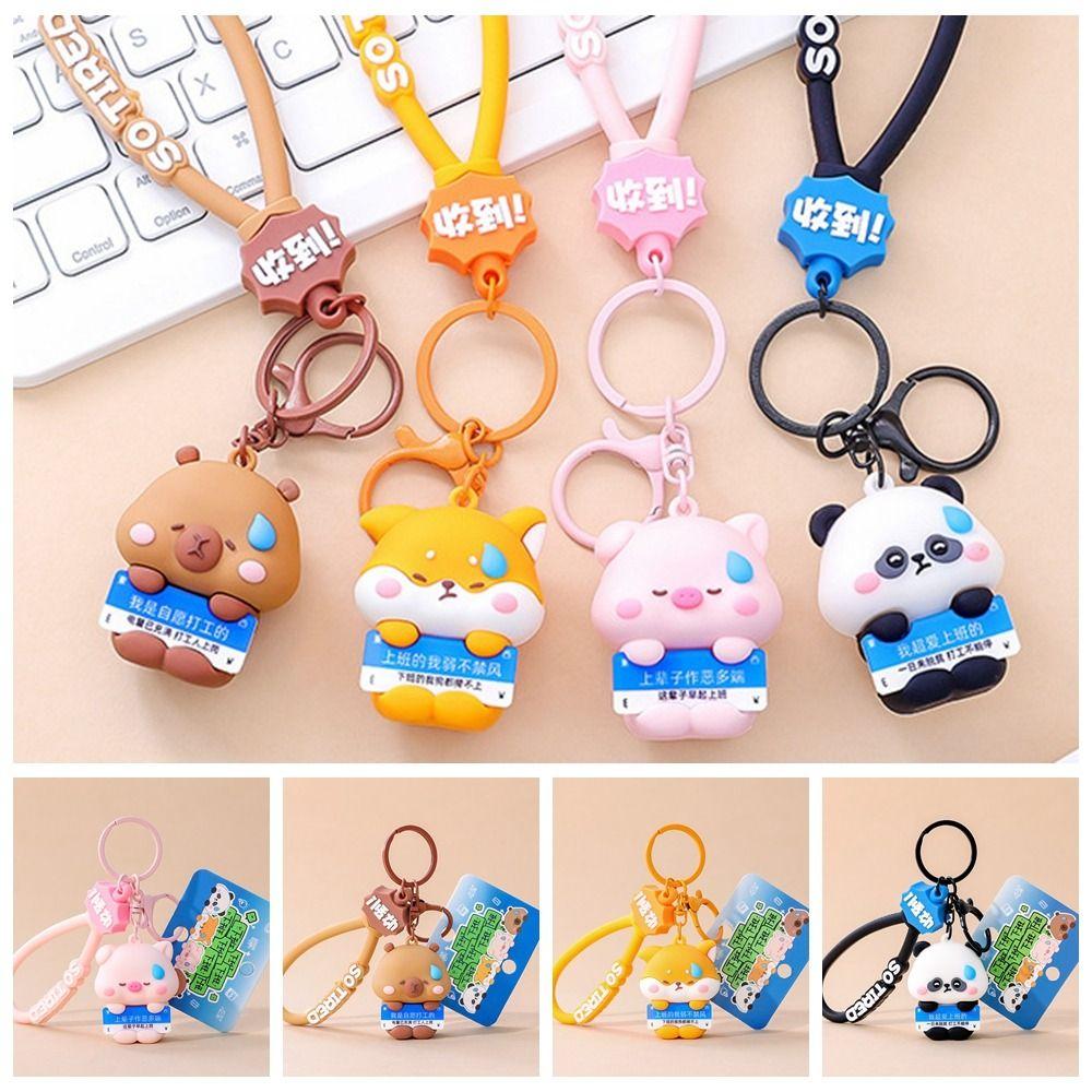 Брелок для ключей Capybara из ПВХ, милый кулон в виде панды из мультфильма, подарок на день рождения для детей