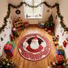 3D коврик «С Рождеством» Круглый рождественский коврик Ковер с золотым праздничным узором Черный праздничный ковер для пола Ковер с дизайном «Елки и леденцы»
