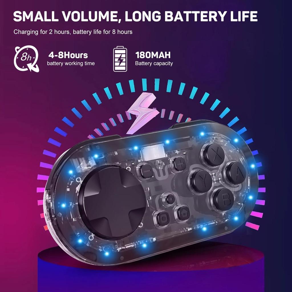 Мини беспроводной контроллер Meteor Light размером с брелок для ключей для Switch&Lite&OLED, ПК, Android и MacOS со светодиодной подсветкой KS54