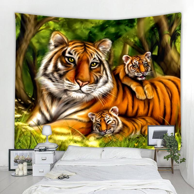 Мандала Бохо Настенный гобелен Подвесной Спальня Гостиная Лесной Тигр Декоративный гобелен Животное Декоративный гобелен