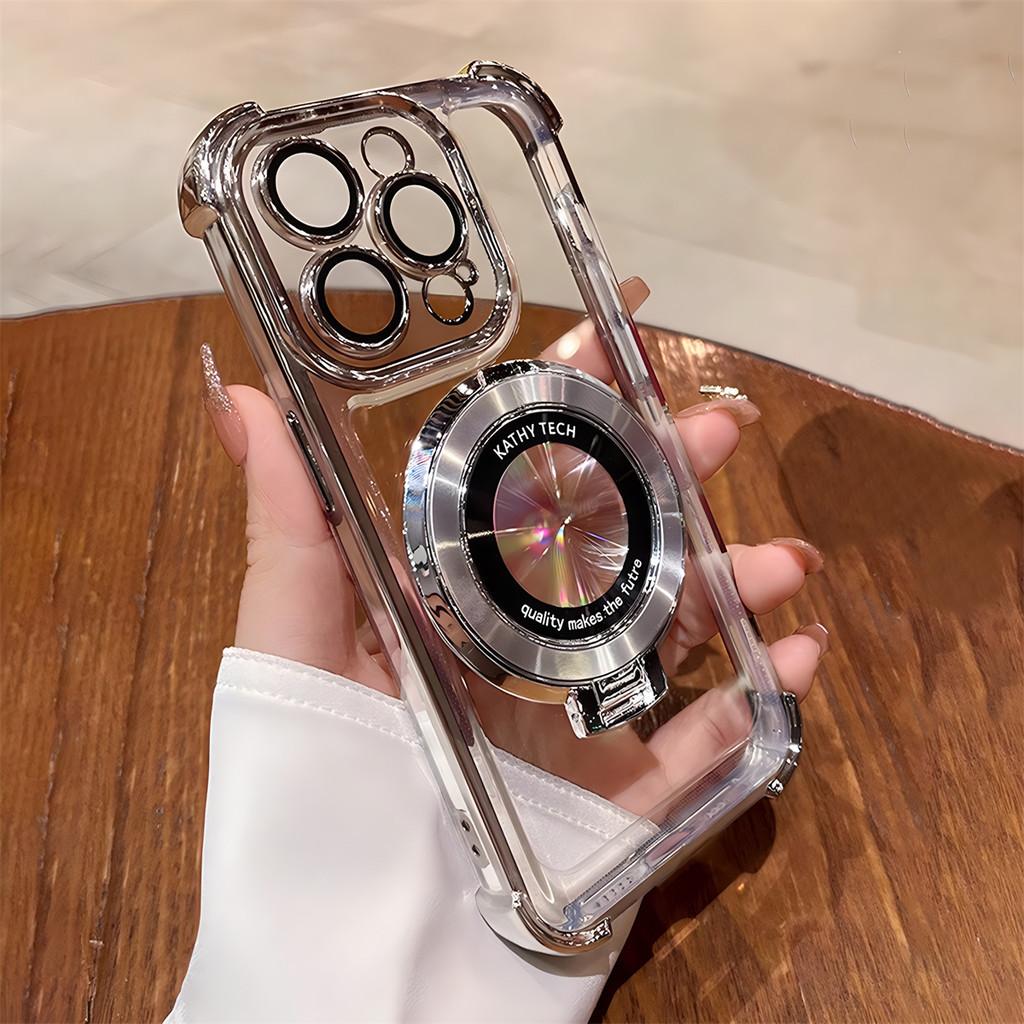 Противоударный чехол-подушка безопасности с магнитной подставкой для iPhone 16 15 14 13 12 11 Pro Max Plus XR Samsung S25 S24 S23 S22 S21 Ultra Plus FE A16 A15 A55 A14 A34 A54