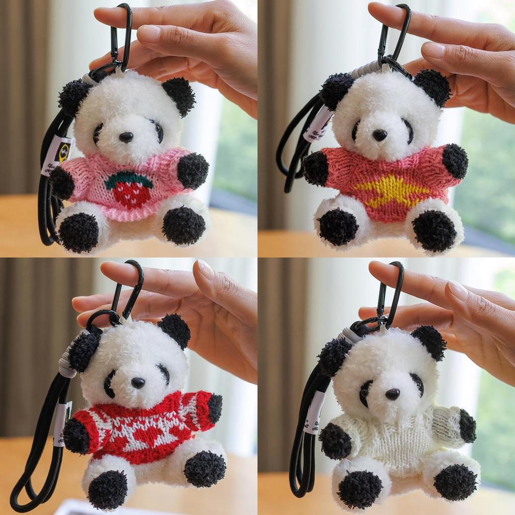 Colorful Panda Plush Keychain With Pp Cotton Filling For Girls And Kids