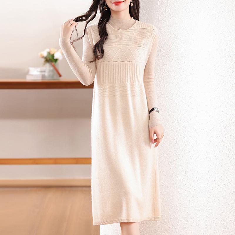 Женское кашемировое платье Qinghe кашемир 30% кашемир 70% шерсть осенне-зимняя кашемировая юбка мягкая и теплая