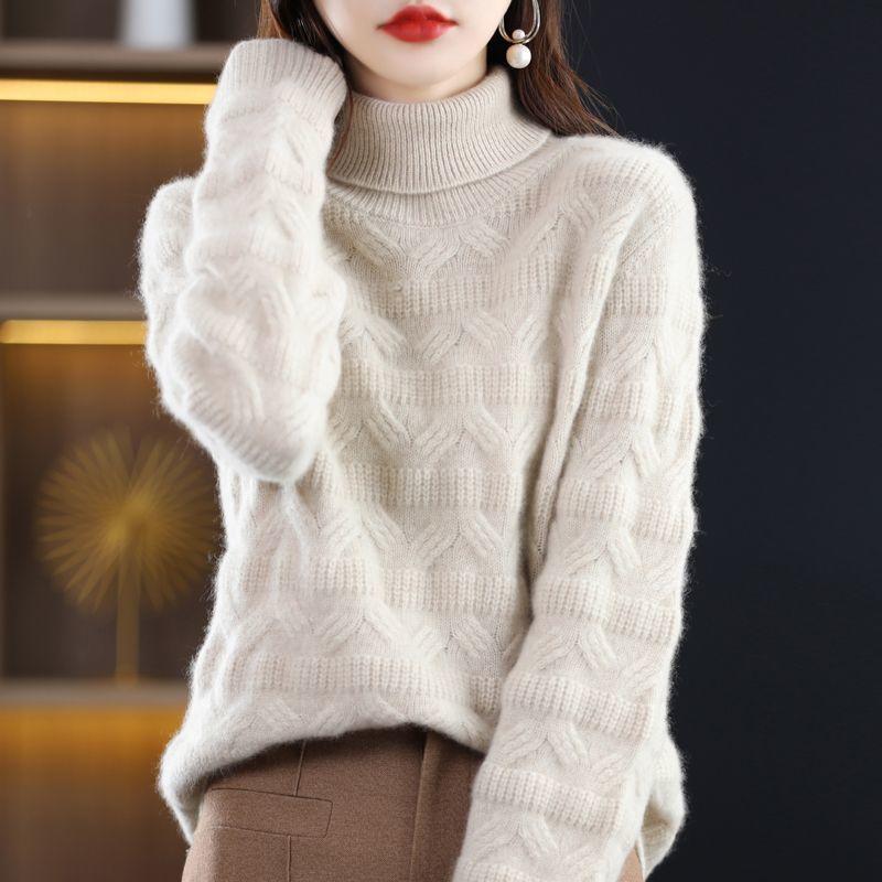 Осень и зима новый женский водолазка свободный и тонкий модный теплый пуловер свитер утолщенный с трикотажной низ рубашки