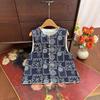 2025 Spring Women's Blue & White Porcelain Embroidered Vest - Sleeveless, Loose Fit