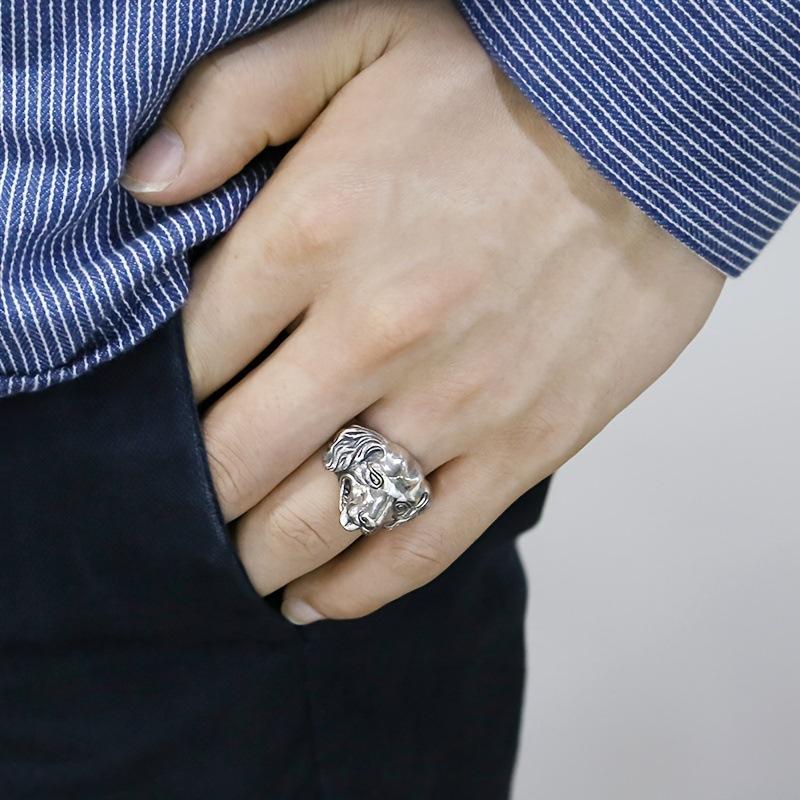 Men's Retro Zodiac Dog Open Ring Animal Ring Retro Ring Men's Animal