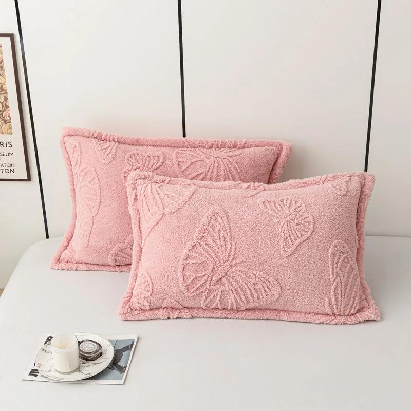 2 шт. Зимние мягкие теплые утолщенные наволочки с бабочками из жаккардового бархата, наволочки 48x74 см для дивана, домашнего декора, наволочки