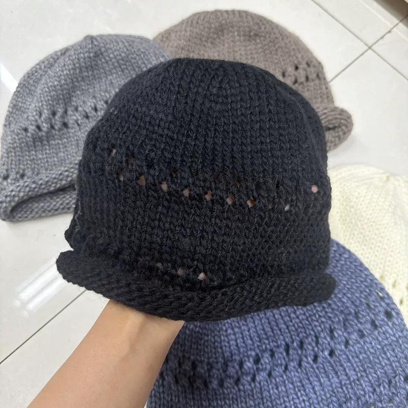 Autumn and winter versatile show thin age reduction hollowed out personalized wool hat female Internet celebrity age reduction show face small curling