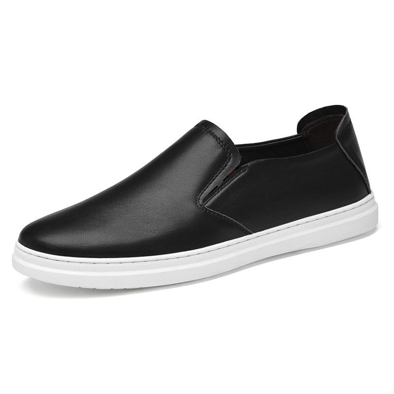 Men's Casual Cowhide Leather White Loafers - Stylish & Versatile for Spring and Autumn
