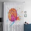 Цветной баскетбольный мяч с пятнами и брызгами на белом тюле, прозрачные шторы для гостиной, кухни, занавески из вуали и органзы