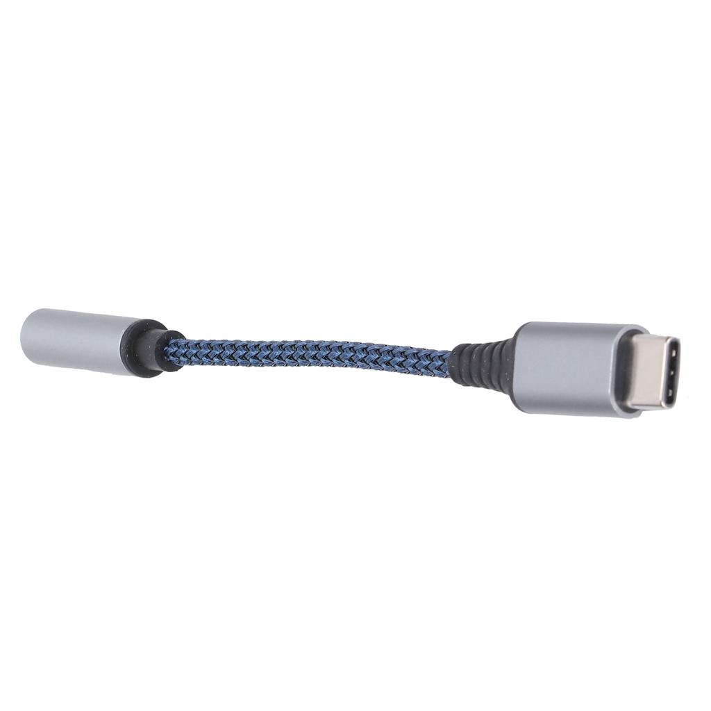 USBC to 3.5mm Female Headphone Adapter Type C Headphone Adapter Nylon Cable(Blue )