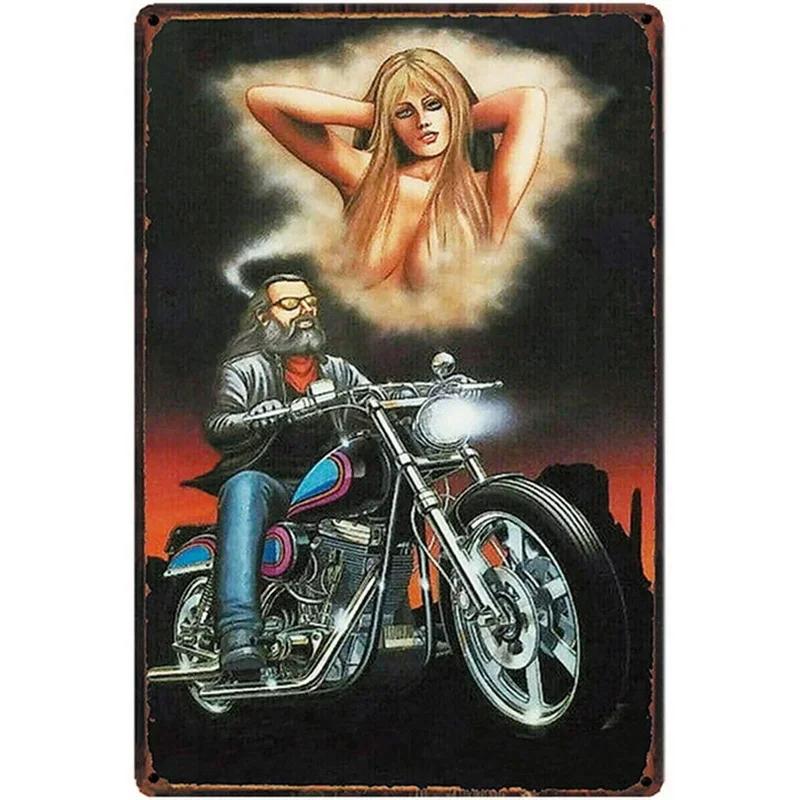 Ретро деревенский стиль металлические жестяные знаки мотоцикл легенды никогда не умирают винтажный постер табличка настенное искусство в комнате гараж бар кафе настенный декор