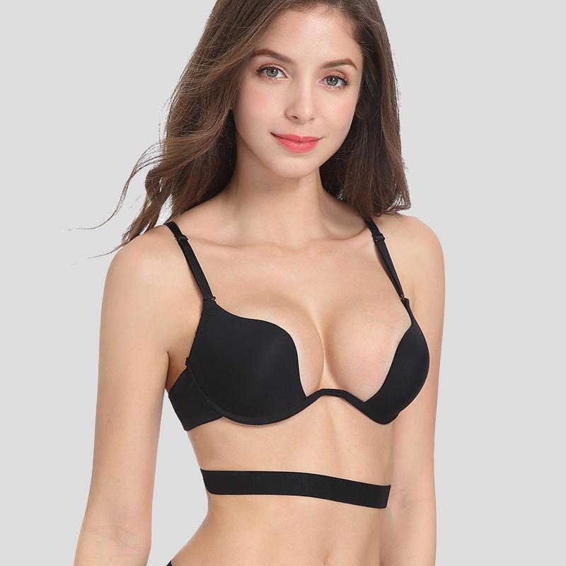 Женский бесшовный бюстгальтер с глубоким V-образным вырезом, нижнее белье, регулируемые бретели, женские бюстгальтеры Push-Up, невидимые бюстгальтеры с глубоким вырезом, нижнее белье