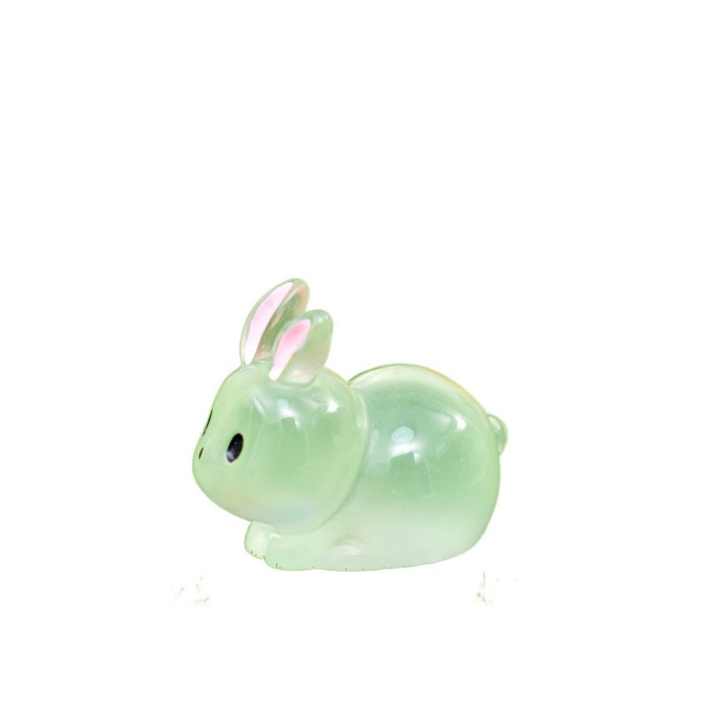 DIY Mini Rabbit Ornament Cartoon Resin Animal Figurines Cute Luminous Rabbit Miniatures  Outdoor