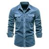 Men's Autumn and Winter Cotton Basic Corduroy Business Slim Fitting Casual Shirt Long Sleeved Jacket