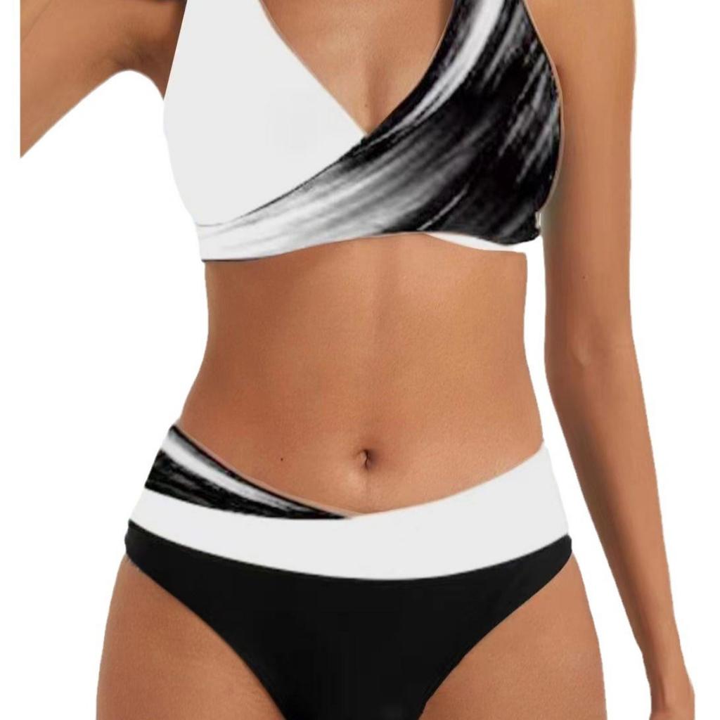 Модный полосатый купальник бикини с принтом, Сексуальный раздельный купальник, Купальник в очаровательном стиле