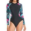 Fashion Women's Long Sleeve Printed   Surf Slim Swimsuit Bikini