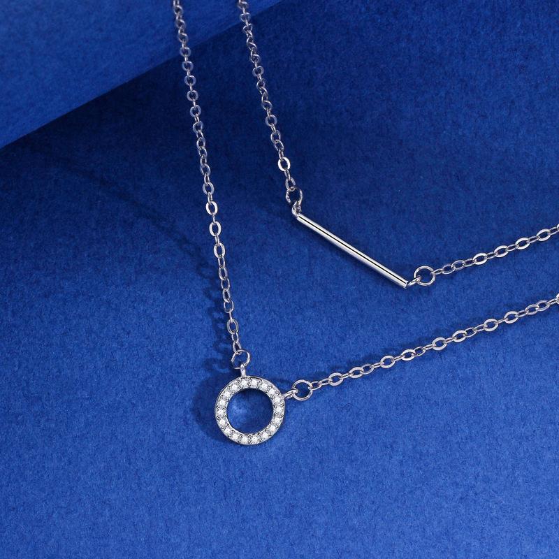 Геометрическое двухслойное ожерелье с кольцом-палочкой для женщин, простое модное ожерелье высокого класса для женщин