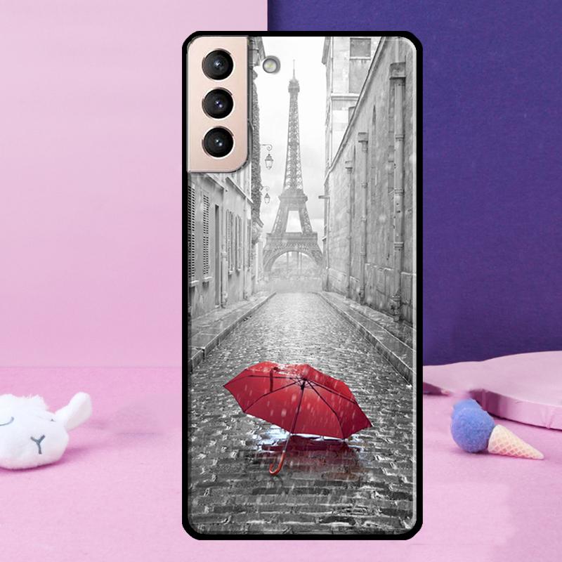 Красный зонт Эйфелева башня Чехол для телефона для Samsung Galaxy S25 Ultra S24 S23 Ultra S9 S10 S20 S21 S22 Plus S24 FE