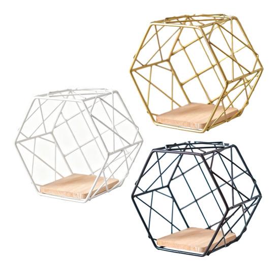 Wall Shelf Large-Capacity Storage Rack with Hexagonal Shape Art Display Stand Wall Mounted Shelf for Living