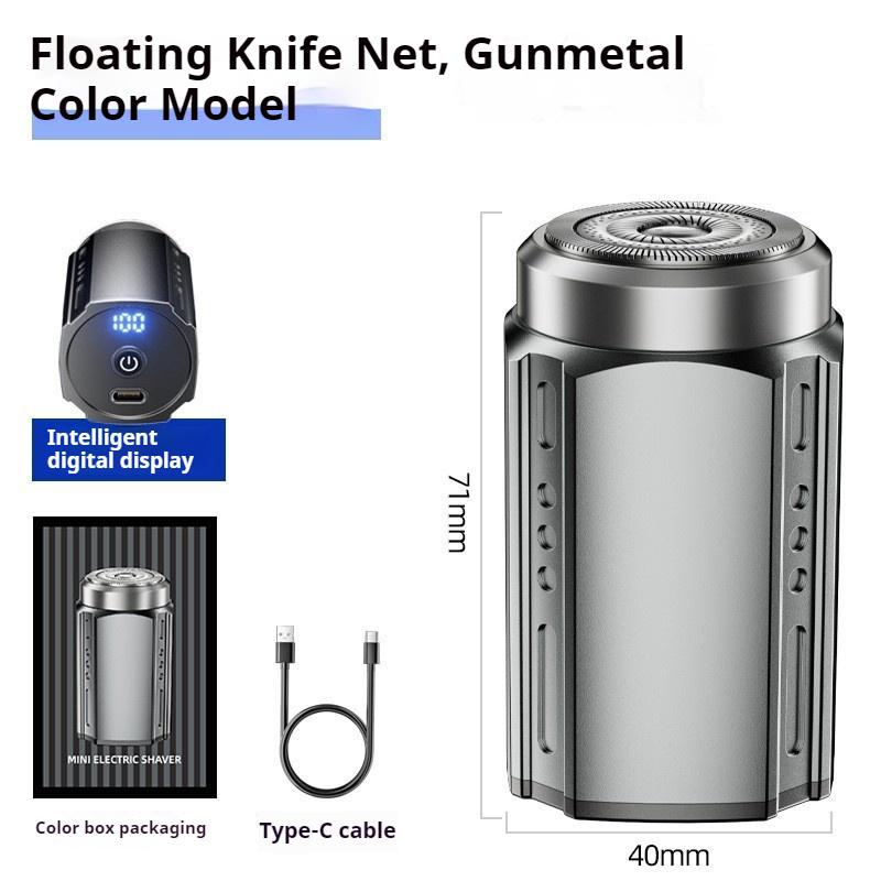 New shaver men's electric portable shaving razor washing head USB charging car digital display mini small steel gun