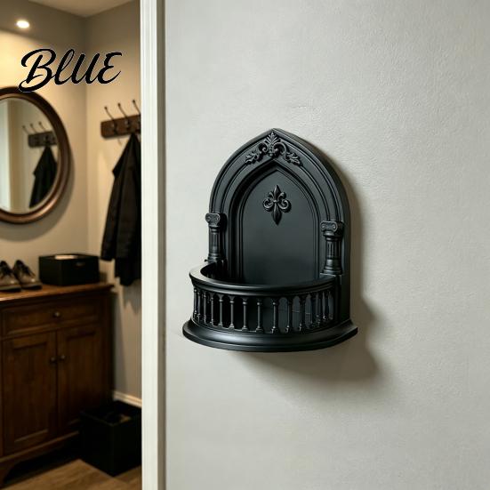 Gothic Wall Shelf Shelf, Vintage Floating for Bedroom And Living Room, Matte Black Mounted Display Rack Decorative Wall-Mounted with Exquisite Hollow