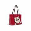 Women'S Large Capacity Red Tote Bag With Cute Panda Face Heart Cutouts Casual Outing Bridal Party Accessory Playful Design Fashion Handbag Lovers