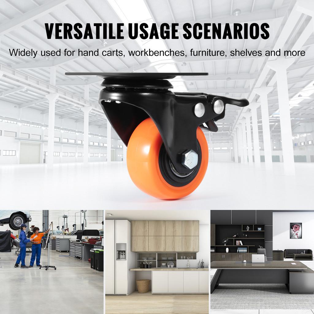 2/3/4/5/6-дюймовые колеса с двойной блокировкой из ПВХ для безопасности, колеса для тележки, мебели, верстака, вспомогательный инструмент для перемещения, поворотные колеса с пластиной