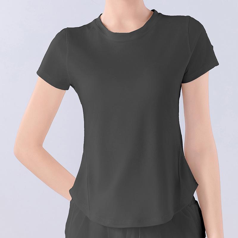 Женский летний быстросохнущий спортивный комплект из сетки: Дышащий топ с коротким рукавом свободного кроя для бега, тренировок и йоги