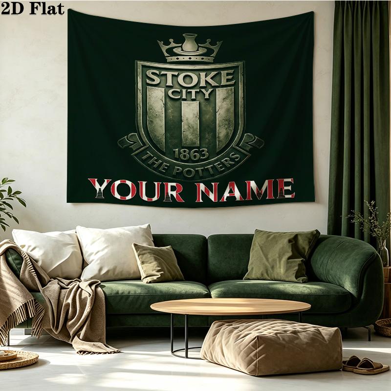 Custom Name Stoke City Printed Tapestry – Wall Hanging for Bedrooms, Dorms, and Home Decor