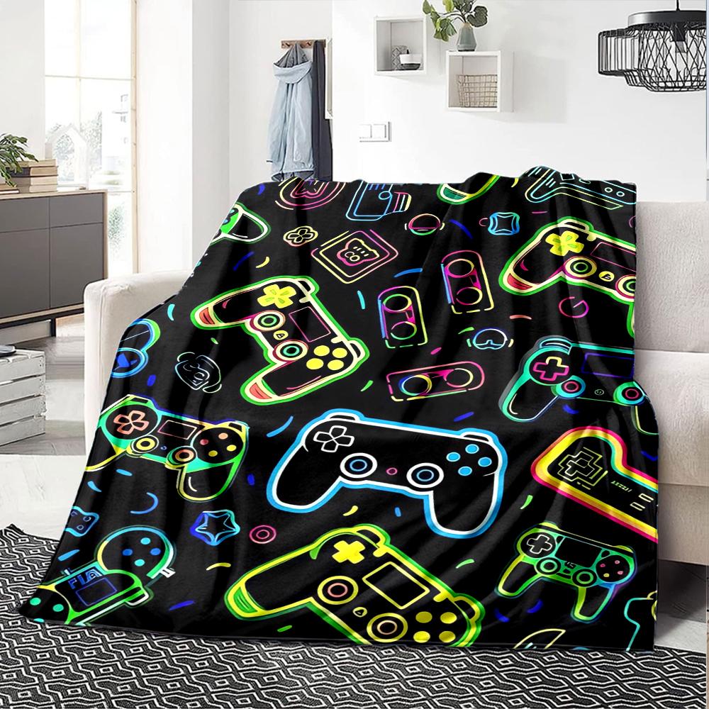 Game Controller Theme Printed Blanket - Perfect for Couch, Bed, Travel & Outdoor Use | Machine Washable, Cozy & Durable.