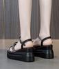 Обувь на танкетке Женская обувь на каблуке Diamond Sandals для женщин на танкетке с платформой Водонепроницаемая летняя обувь 2024 года, супер-высокая, для улицы, черная