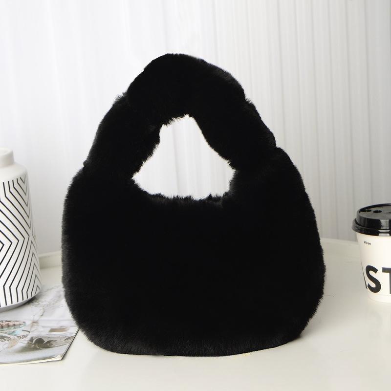 Simple Autumn and Winter Underarm Dumpling Bag Women's Bag Fashion Handbag Messenger Bag Plush Bag