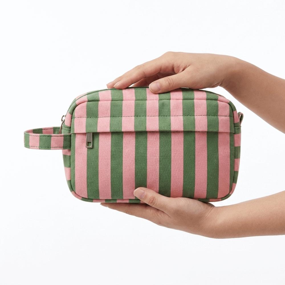 Zipper Striped Makeup Bag Waterproof Storage Bag Convenient Cosmetic Pouch Home