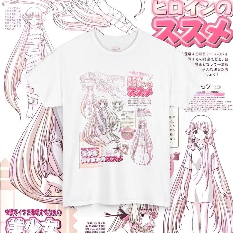 Chobits Чи Хидеки Мотосува Фрея CLAMP Аниме Манга Графический Принт Эстетичный Уличная Одежда Каваи Унисекс Хлопок Короткий Рукав Круглый Вырез Летний Оверсайз