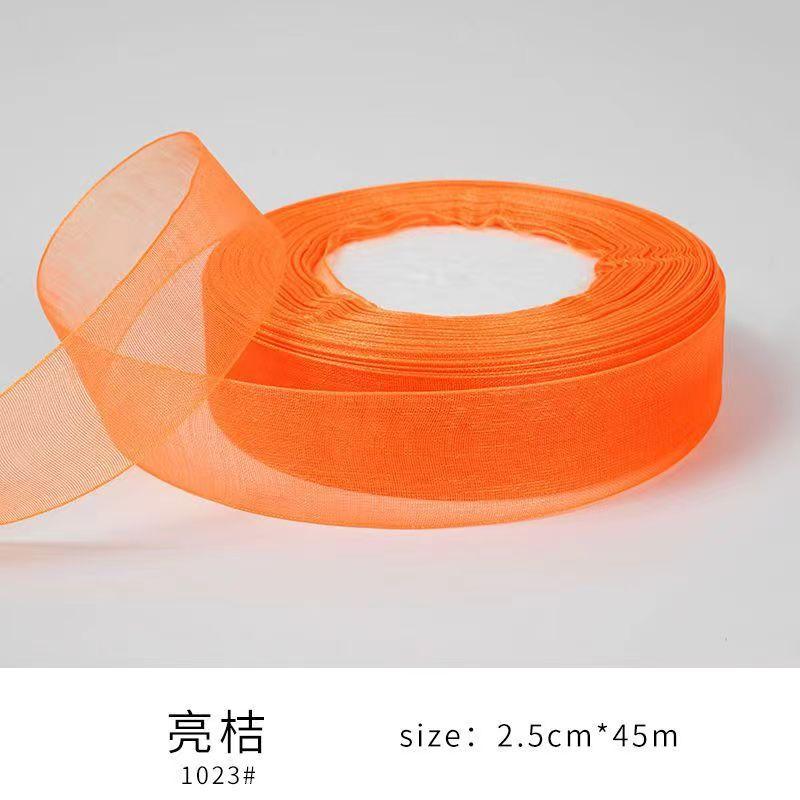 Органза Лента Прозрачная Шифоновая Лента Оптом для Упаковки Декорирования Валентина Свадьба День Рождения Букет Гирлянда(50 ярдов в рулоне, яркий цвет)