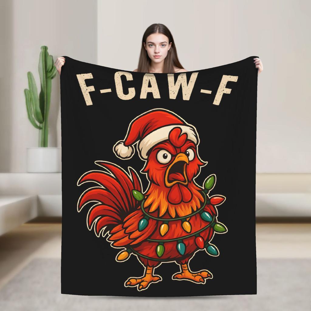 Christmas F Caw F Rooster Flannel Blankets Winter Super Soft Bedding Throws for Kids Adult Comfortable Bedspread Sofa Bed Cover