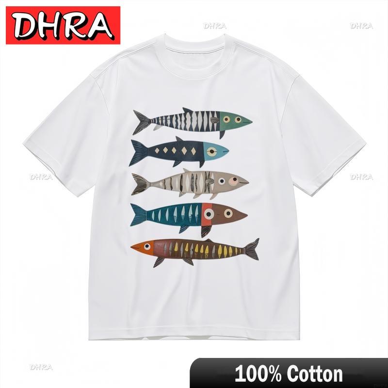 Womens Comfy Slight Stretch Classic TShirt Colorful Fish Graphic Tee Punk Urban Clothing TShirts for Unisex TShirt Women