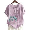 Trendy Ladies' Short Sleeve Top with 11 Colorful Floral Patterns and Round Neck