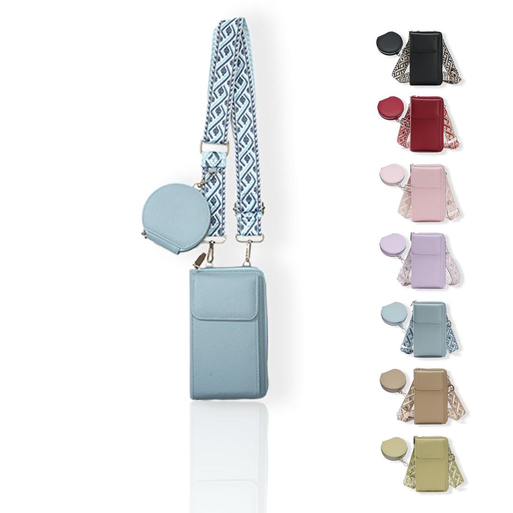 Smartphone Shoulder Coin Smartphone Crossbody PU Smartphone Blue Women's Bag, Purse, Wallet, Pouch, Bag, Popular, Cute, Stylish, Slim, Mini, 3-Way,