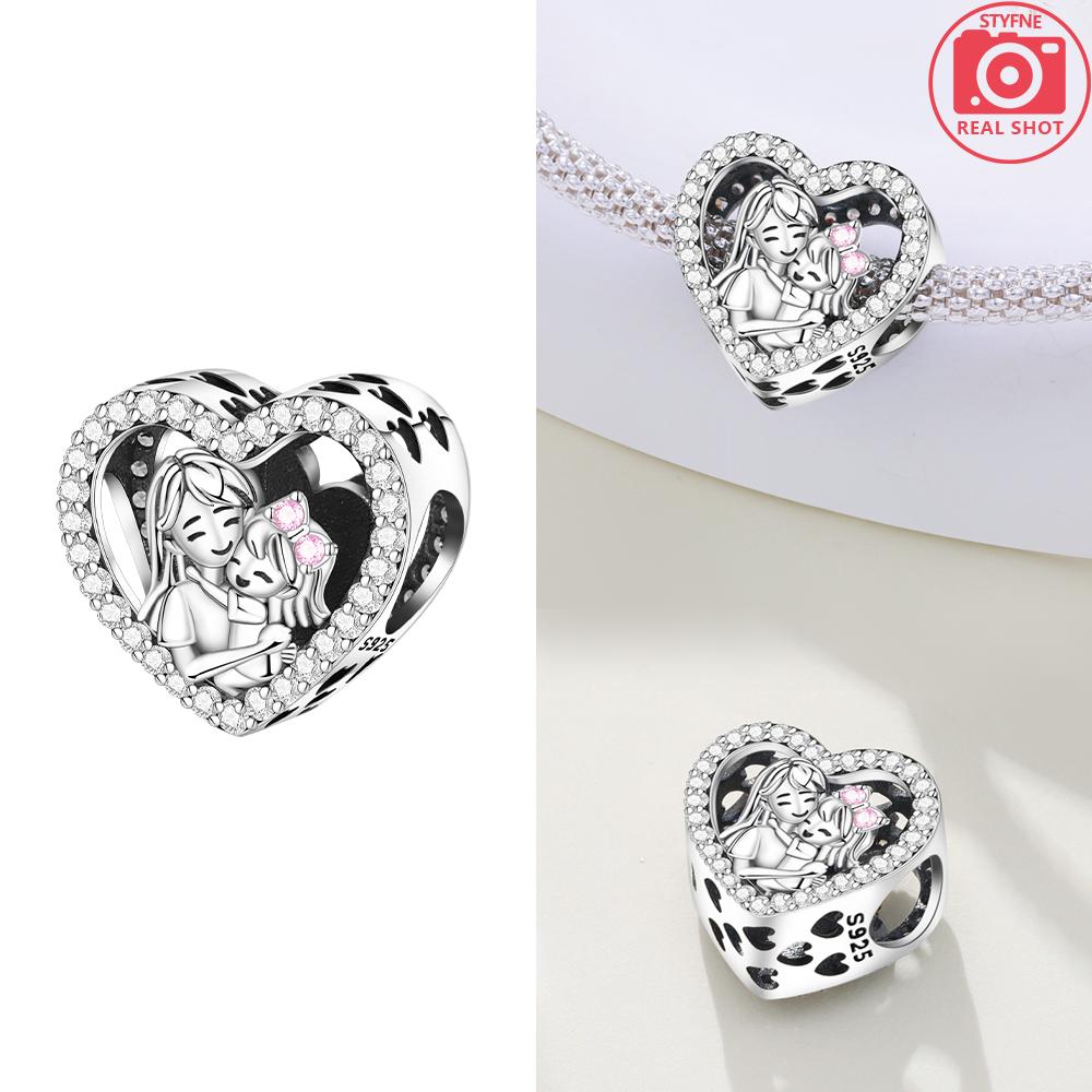 Pink Zircon Love copper Bead Charms Charm Bead Charms Compatible With Bracelets Women Jewellery Diy Anniversary Gift Delicate Accessories Bag Charm