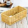 1Pc PP Removable Hand-woven Practical Storage Basket Simple Storage Case Desktop Organizing Box Imitation Rattan