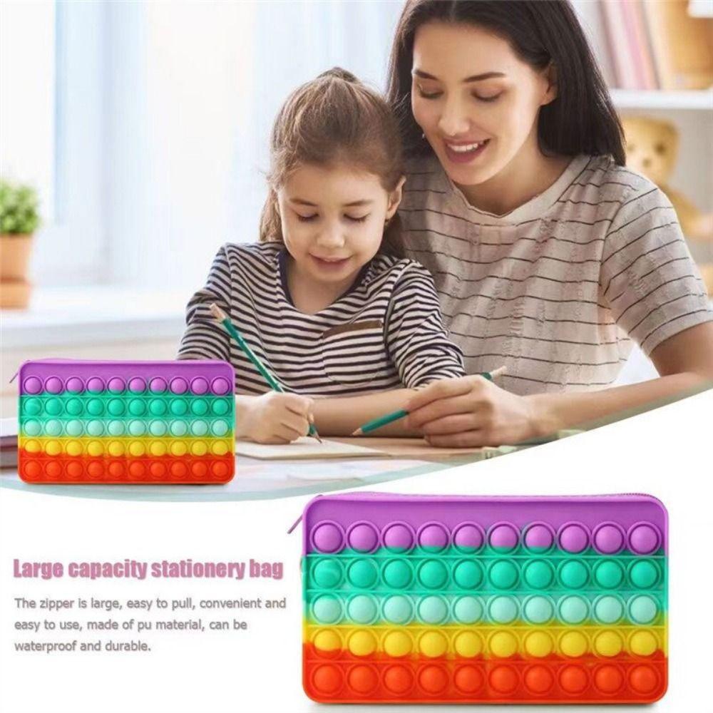 Large Capacity Silicone Pen Case Decompression Bubble Stationery Storage Bag Fidget Toys